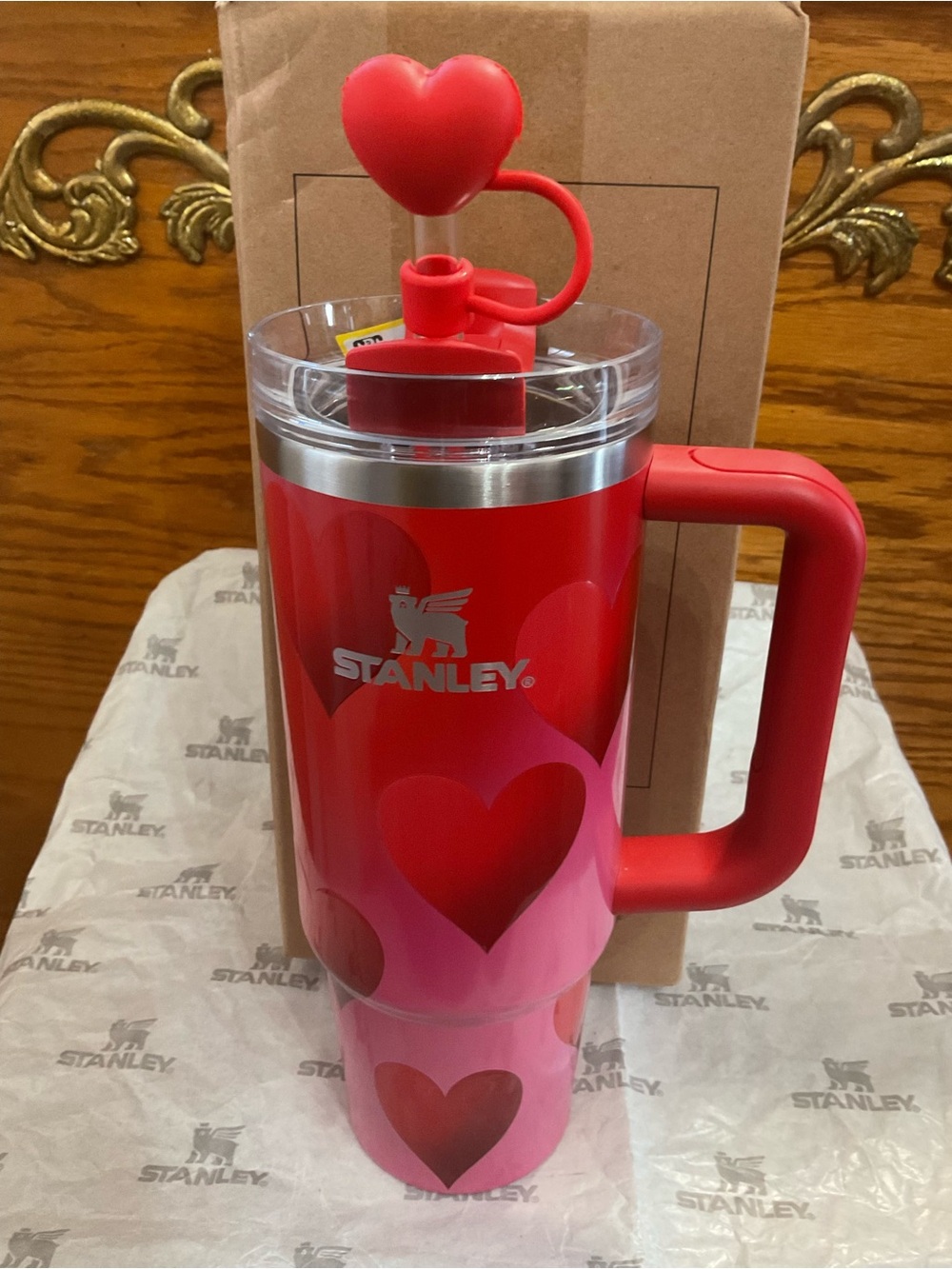 Stanley Red and Pink Heart 30oz Travel Mug